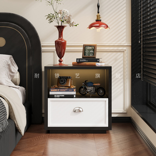 钢制家用卧室环保无甲醛床头柜复古风小户型客厅收纳斗柜储物柜子