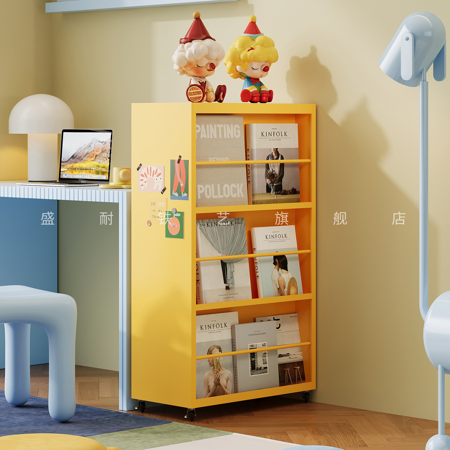 移动书架儿童绘本架书房铁皮书柜