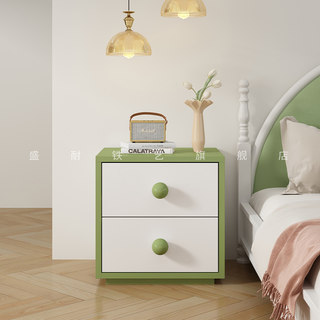 新款法式奶油风床头柜极简简约现代床尾收纳柜小型斗柜卧室床边柜