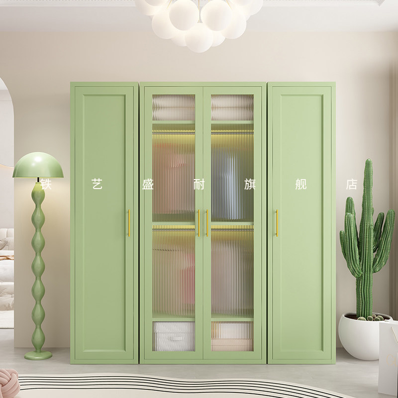 新款2米高550深衣柜简约现代家用小户型卧室铁皮储物柜无甲醛衣橱