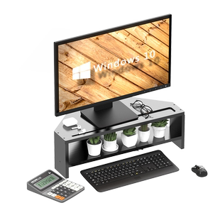 实木拐角电脑增高架加长双层转角显示器增高底座三角电脑增高支架