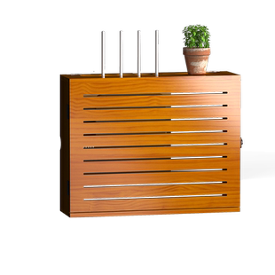 加厚原木多媒体箱遮挡盒wifi无线路由器光猫排插收纳盒壁挂式装饰