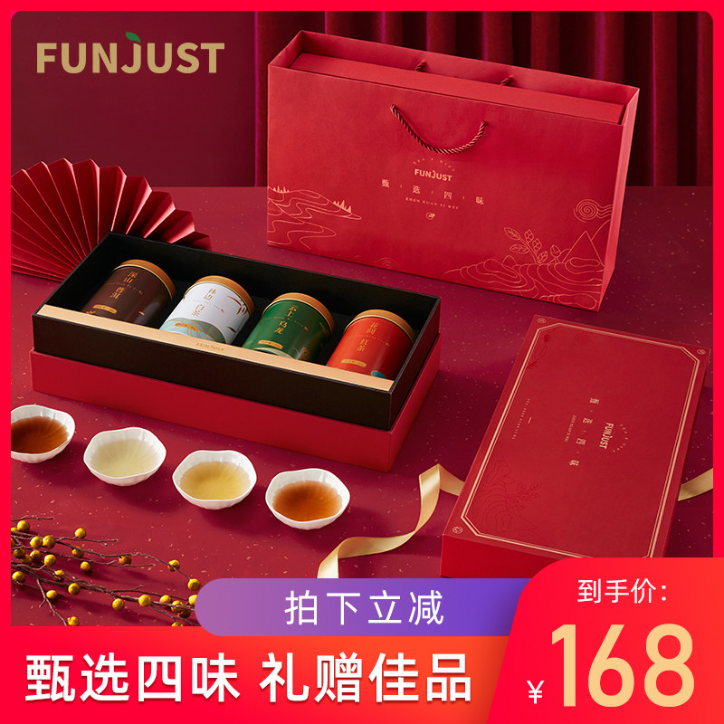 funjust年货甄选四味礼盒绿茶红茶铁观音普洱新年礼盒过年送礼|ruв категории чай, Пуэр - от Buy2taobao.com для оказания профессиональной услуги покупки агента Taobao