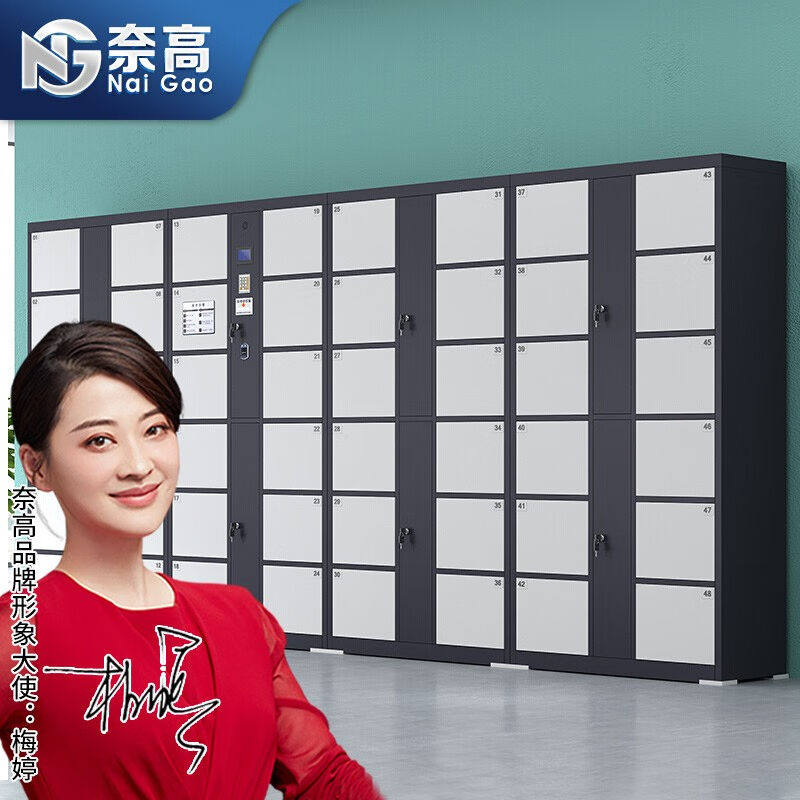 奈高电子存包柜商场超市单位智能寄存柜储物柜指纹识别款48门