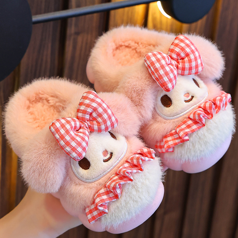 儿童棉拖鞋秋冬季女童卡通可爱居家毛毛鞋中小童保暖亲子包跟棉鞋