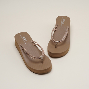 带钻凉鞋女2026夏季外穿时尚人字拖沙滩鞋夹拖凉拖鞋坡跟显白厚底