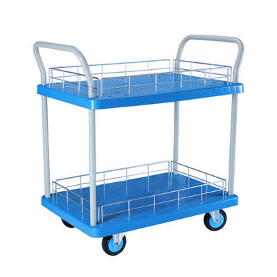 知旦双层推车承重400斤小号47*73cm仓库拉货搬运小车可拆卸轻音轮