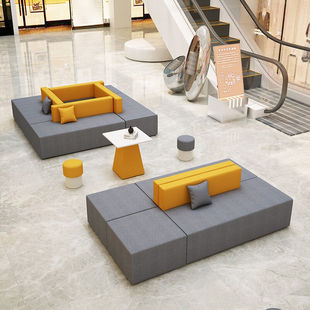 中伟办公沙发现代简约异形沙发创意个性转角沙发接待区大堂沙发茶