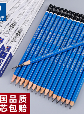 德国STAEDTLER/施德楼100蓝杆2B比|4B|6B|8B绘图速写素描铅笔学生绘画专业软炭笔美术生专用术初学者画笔套装