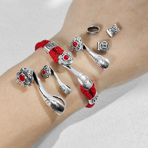 s990足银复古滴油如意扣头编织