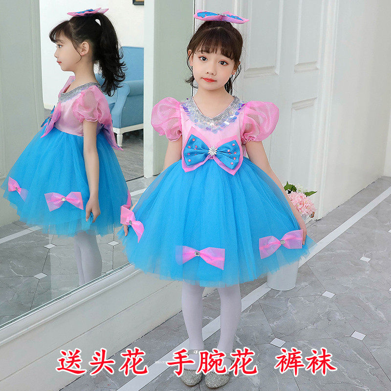 元旦儿童蓬蓬纱裙演出服可爱幼儿中小班女孩连衣裙舞蹈表演服装