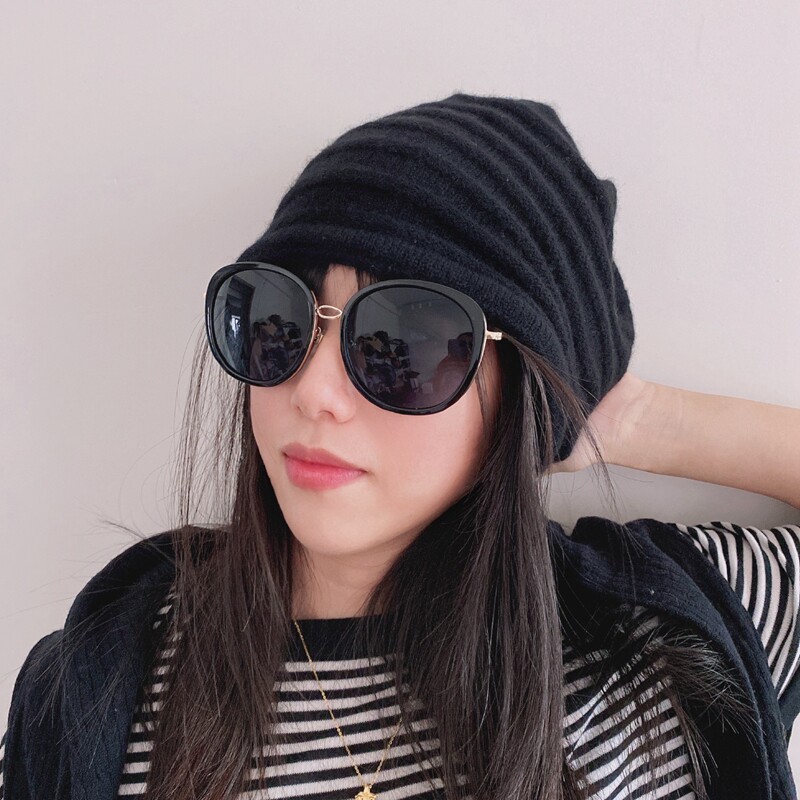 秋冬保暖羊绒堆堆帽休闲冷帽女士优雅休闲毛线帽针织帽显脸小