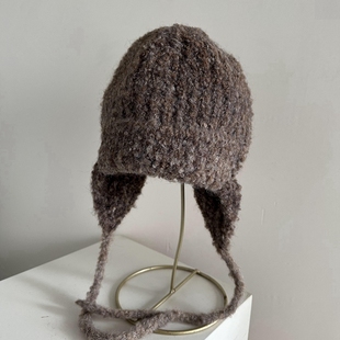 个性渐变圈圈羊毛混纺纱针织护耳帽毛线帽女士套头保暖针织帽女冬