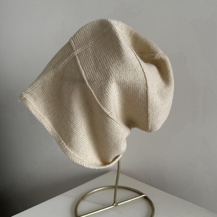 堆堆帽设计师款薄款春秋套头帽女士针织帽随意日系文艺复古包头帽