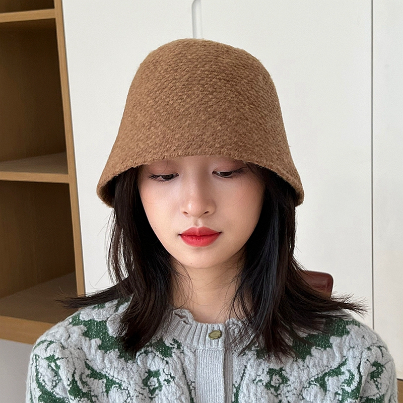 羊毛圆顶复古保暖显脸小渔夫帽子