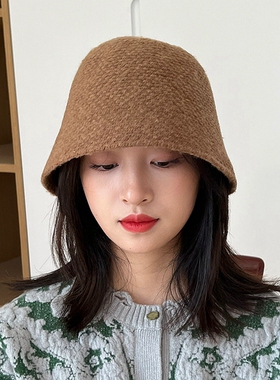 羊毛圆顶复古保暖显脸小渔夫帽子
