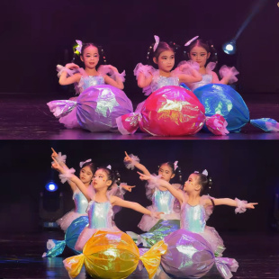 彩虹糖儿童演出服甜甜 滋味糖果道具幼儿女童蓬蓬纱裙少儿表演服