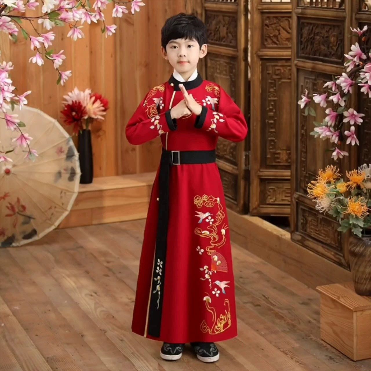 儿童古装国学服装开笔礼表演书童演出服小王爷公子少爷服唐装春秋