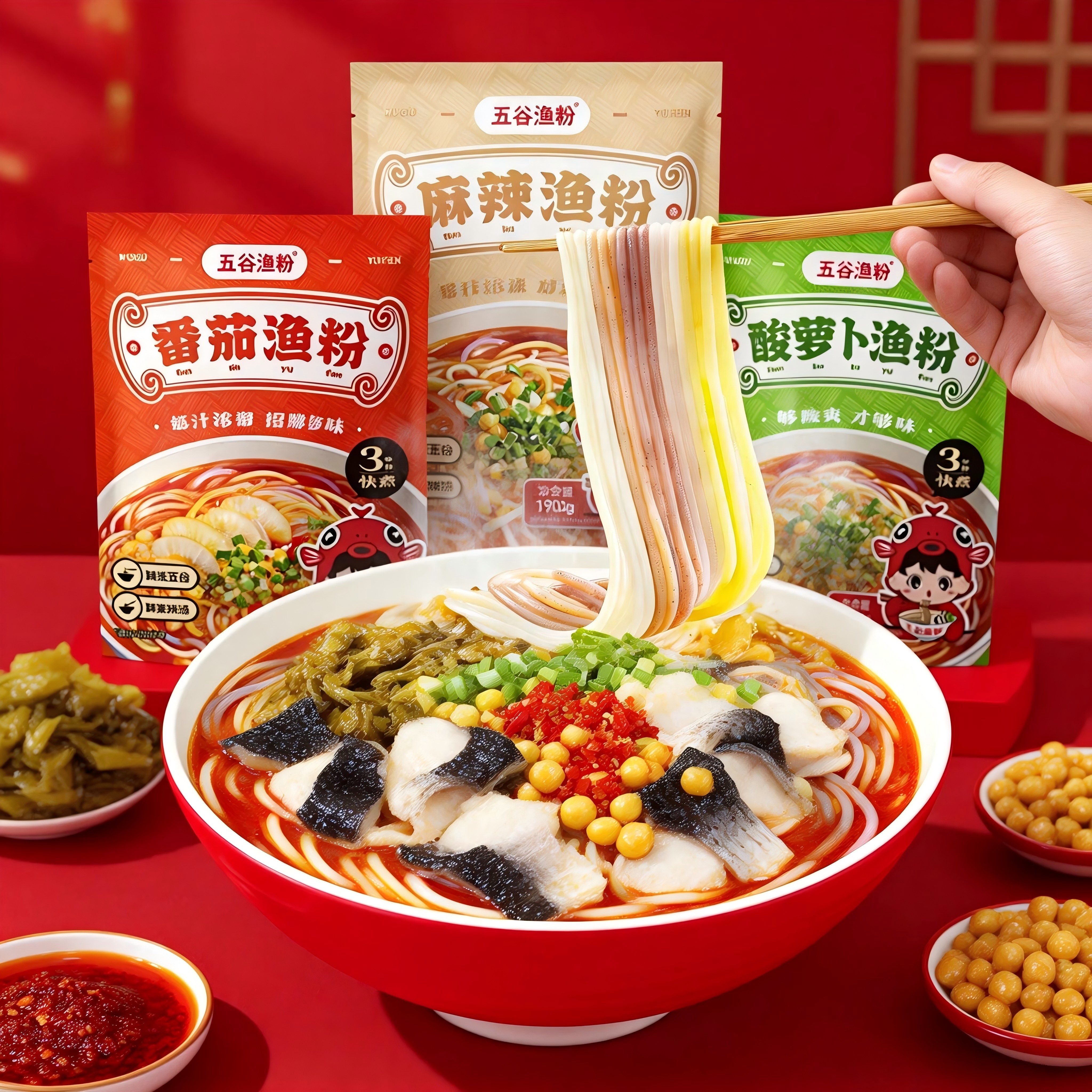 五谷渔粉三分钟速熟杂粮米粉方便健康早餐米线夜宵速食鱼粉官旗