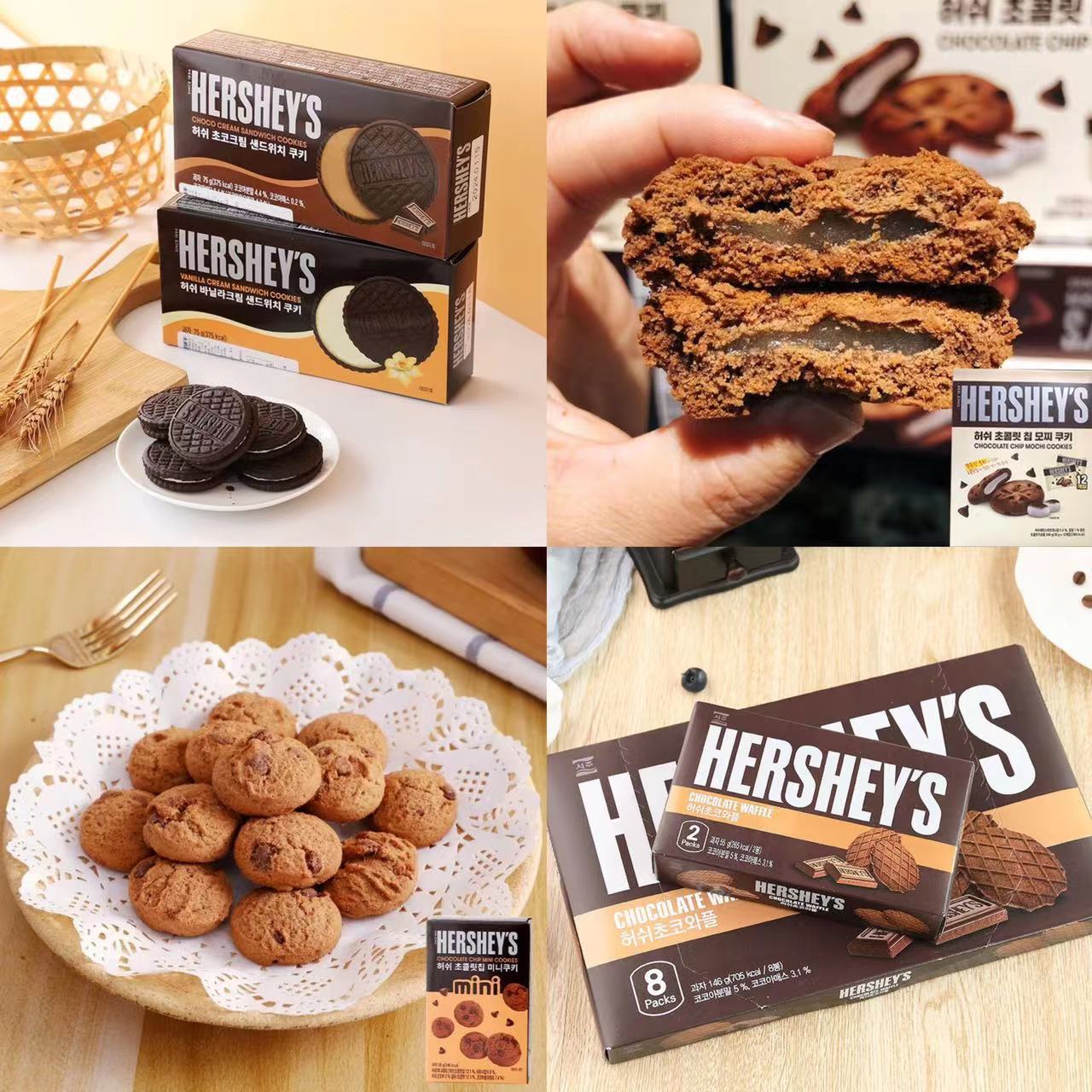 韩国进口零食好时巧克力味饼干瓦夫威化奶油夹心曲奇打糕休闲网红