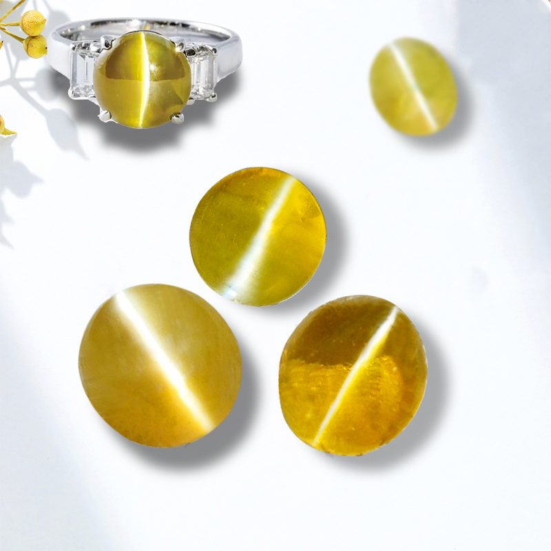 福双临m5金绿猫眼戒指k黄金配钻石镶嵌斯里兰卡彩色宝石定制精品