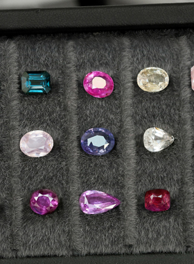 CB4天然彩色蓝宝石裸石T粉紫色时尚18K金定制戒指项链吊坠特价