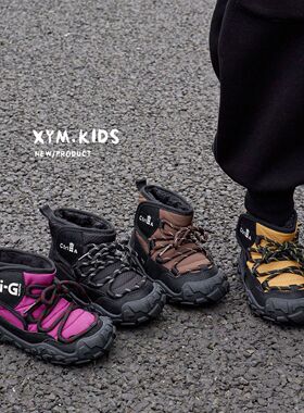 儿童防水雪地靴冬季新款韩版男童户外休闲棉靴加绒保暖女童短靴