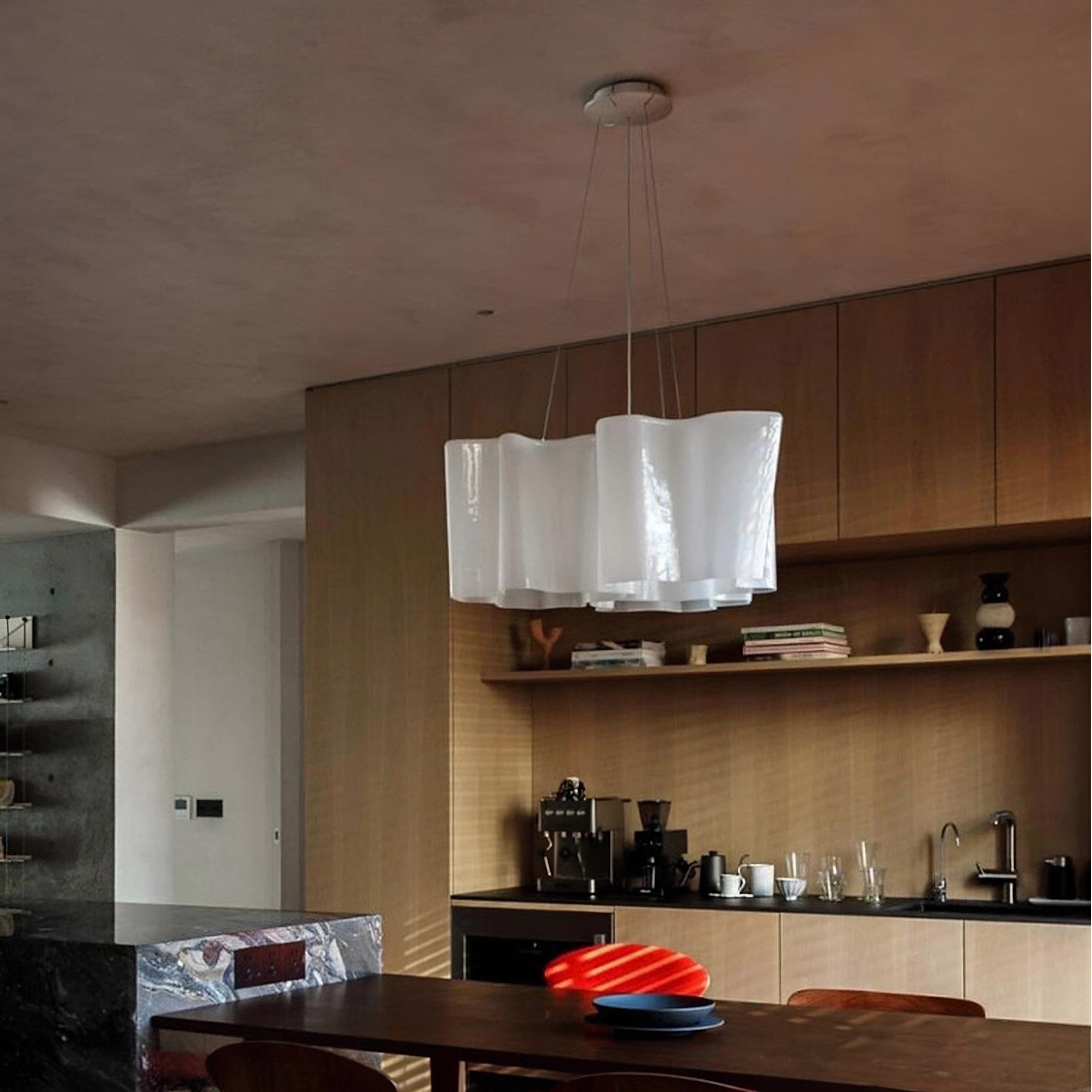 法式中古logic0简约餐厅吊灯时尚白云朵卧室书房异形玻璃吸顶灯