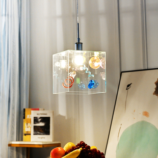 多巴胺玻璃小吊灯床头儿童女孩房玄关餐厅卧室咖啡厅简约鱼线灯具