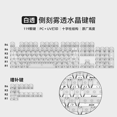 雾面透光原厂高度防滑键帽