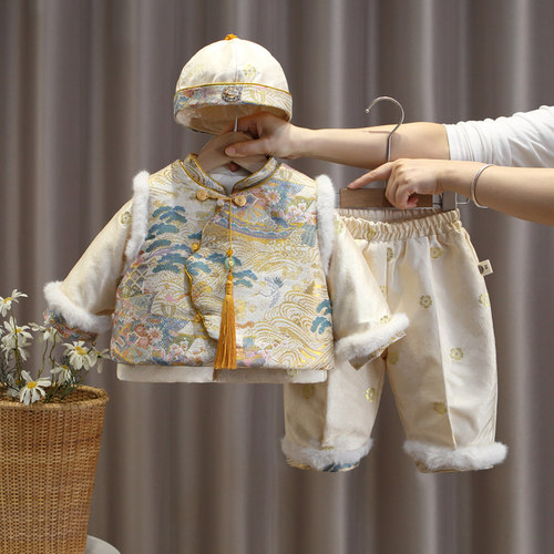 周岁男宝礼服生日宴小少爷抓周衣服婴儿中式唐装新年装拜年服套装