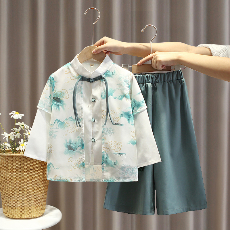 男童中秋节汉服2024新款春秋唐装男孩新中式中国风童装国学服古装