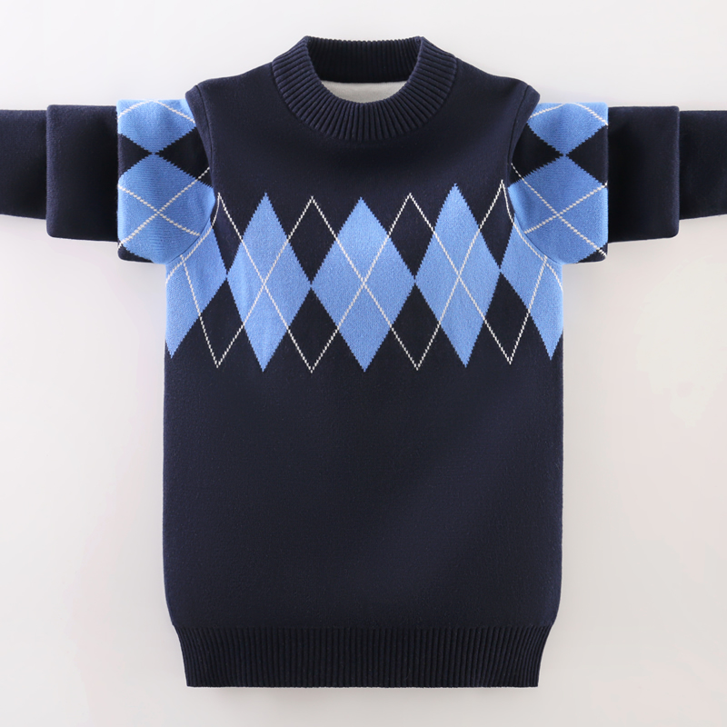 套头秋冬款加绒加厚纯棉针织衫