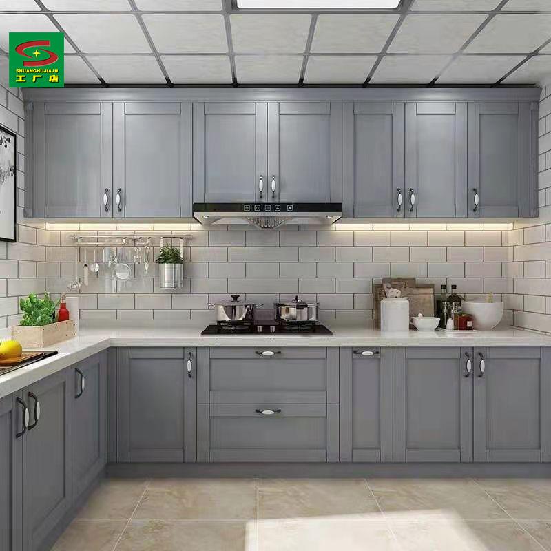 西安整体橱柜定制厨房整体整体橱柜灶台不锈钢一体柜石英石台面简