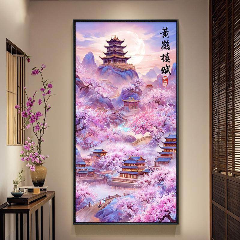 黄鹤楼赋钻石画2025新款满钻客厅新中式手工点贴钻十字绣黄鹤楼记