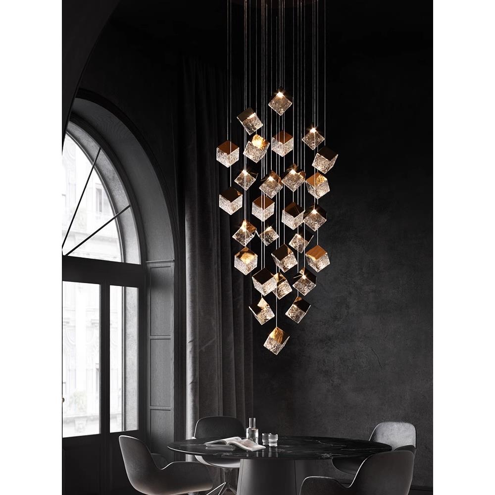 设计师loft创意冰块床头橱窗餐厅吧台吊灯楼梯吊灯挑空复式楼灯具