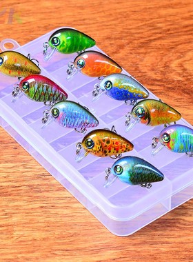 路亚饵盒装摇滚鱼饵10个 波帕鱼饵套盒 跨境高端鱼饵PP盒套装多c6