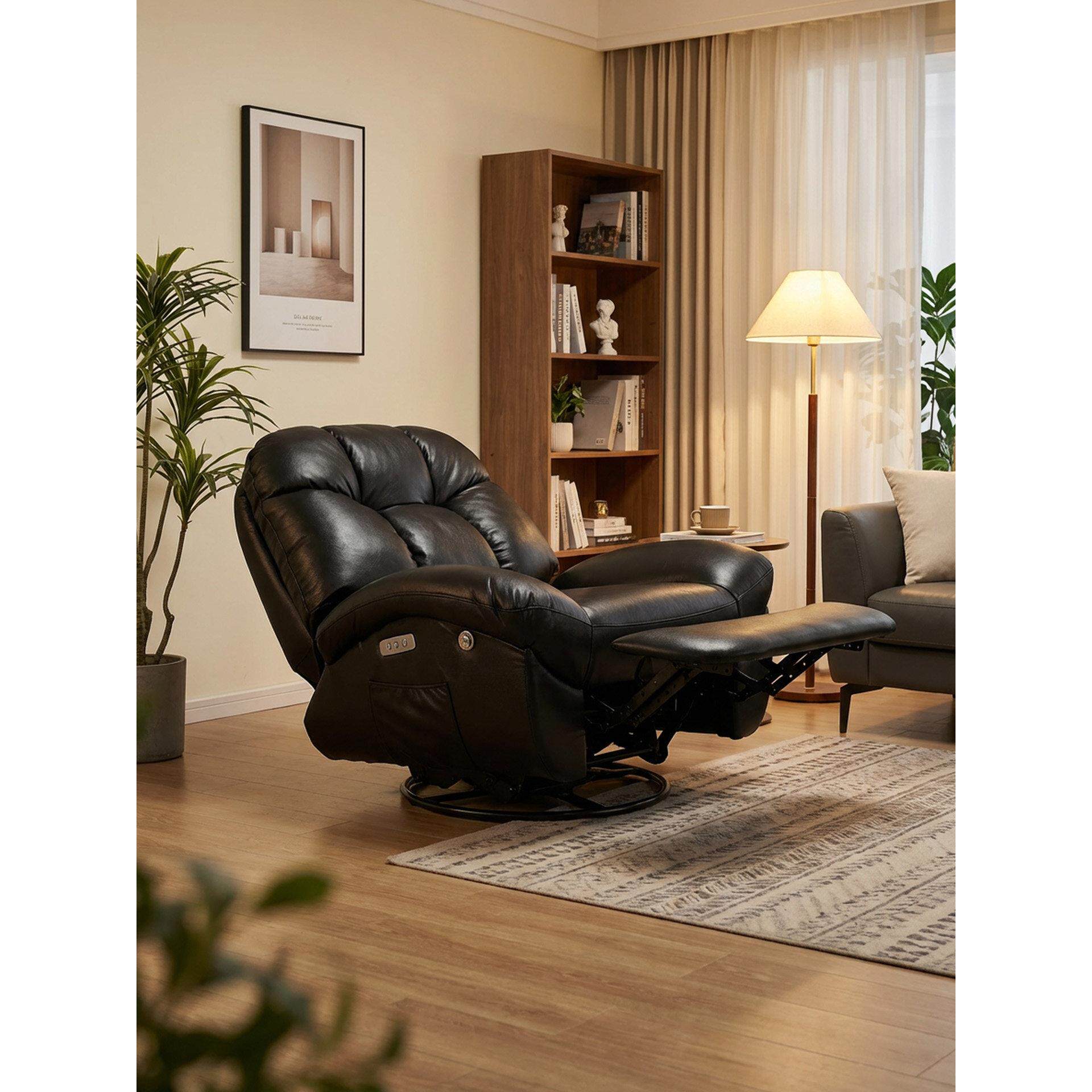 头层牛皮太空头等沙发舱懒人电动多功能单人摇椅可躺可睡2026新款