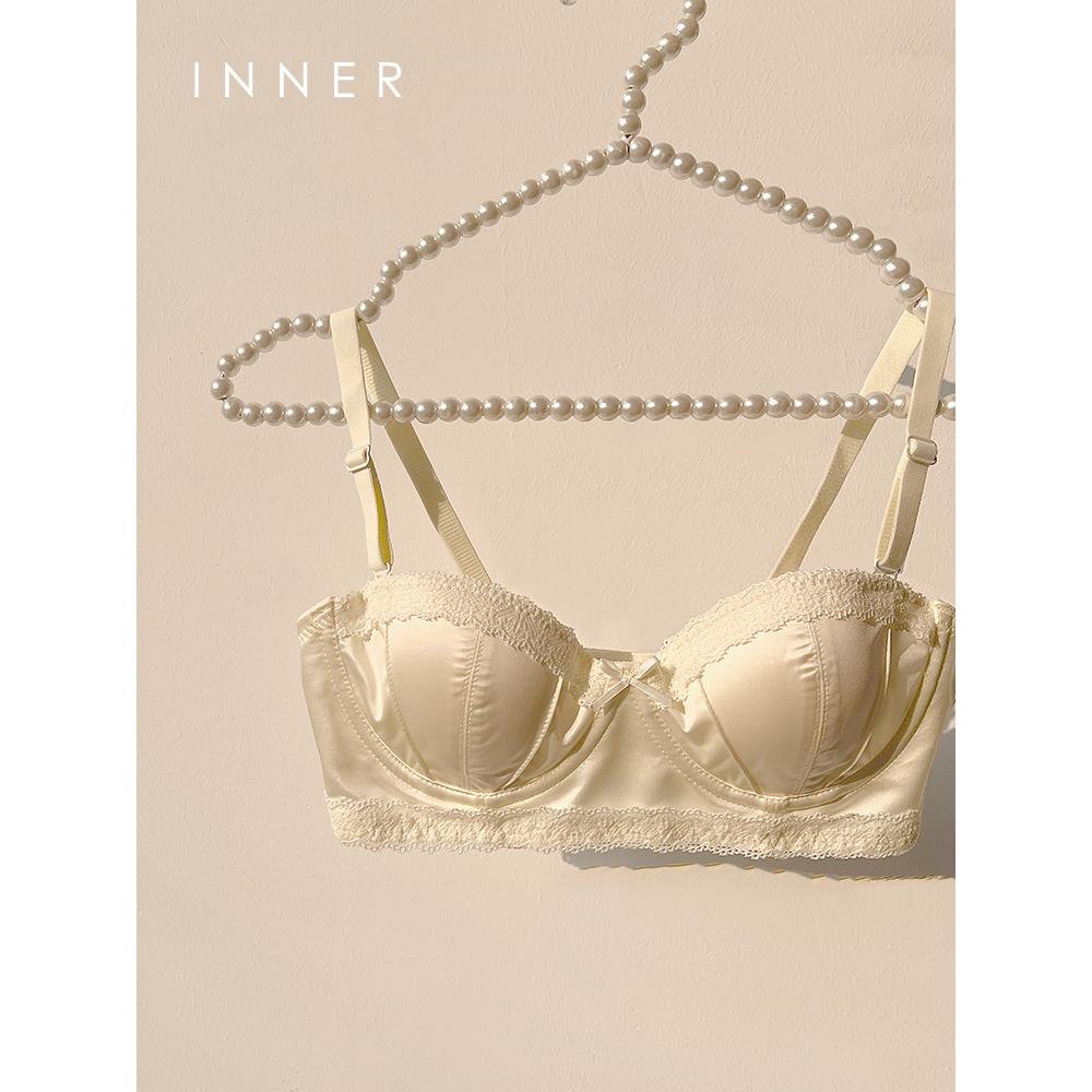 INNER樱内 法式半杯内衣女套装小胸聚拢软钢圈二分之一杯文胸薄款