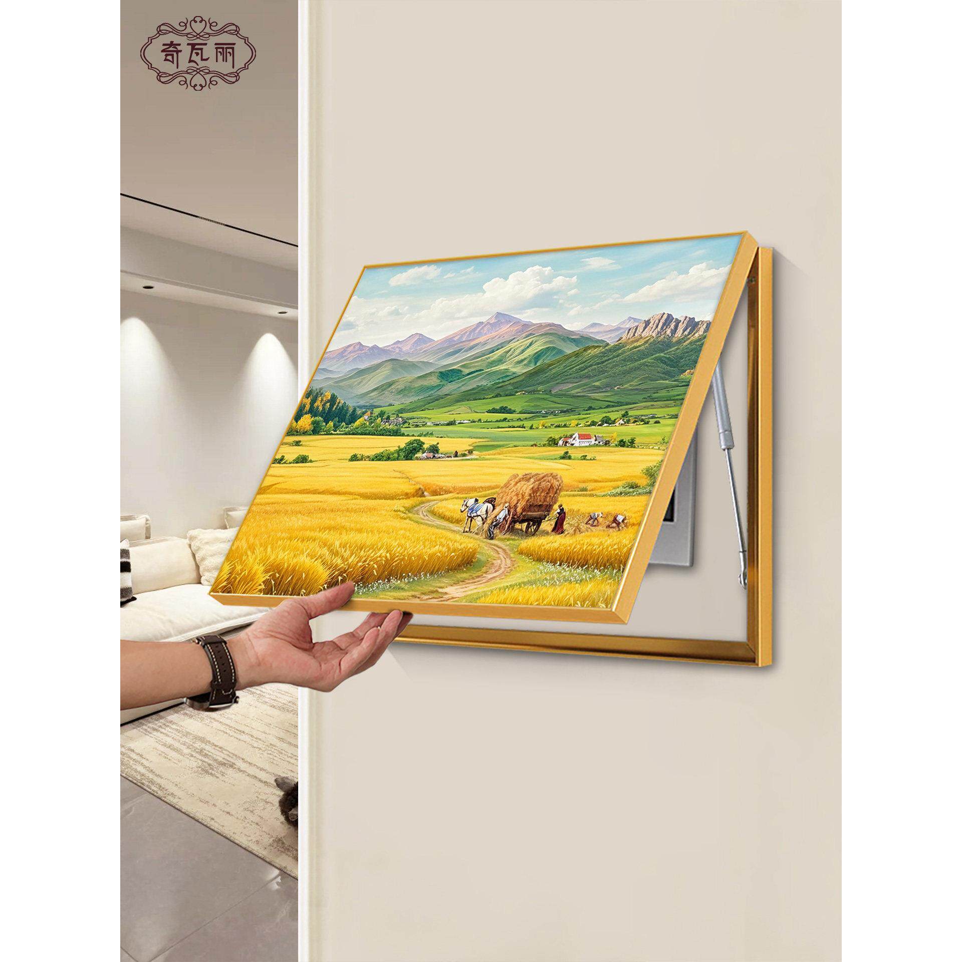 聚宝盆电表箱装饰画免打孔客厅配电箱遮挡画电闸箱弱电箱轻奢挂画