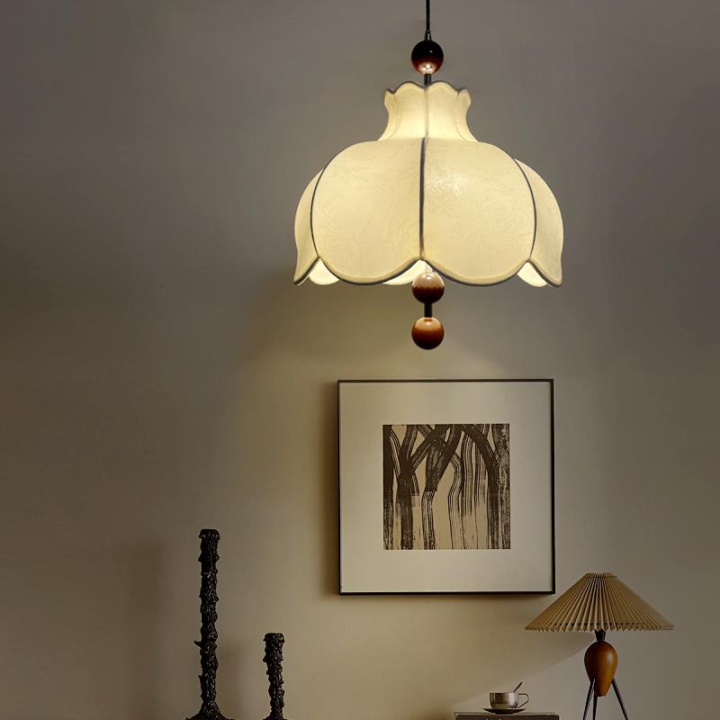 法式中古风布艺吊灯餐厅灯新中式复古书房灯南洋风民宿卧室房间灯