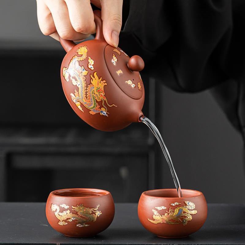紫砂凤鸣壶原矿大红袍西施壶大容量半手工朱泥泡茶壶功夫茶具家用