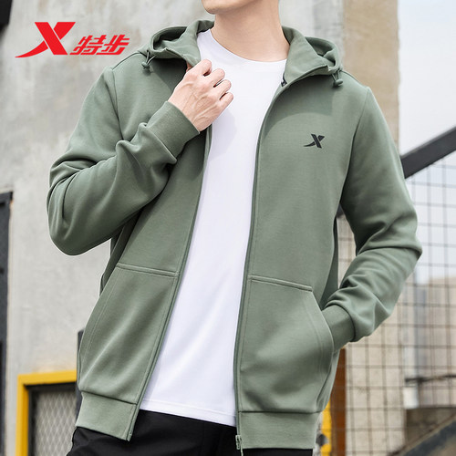 特步运动外套男连帽夹克风衣官方