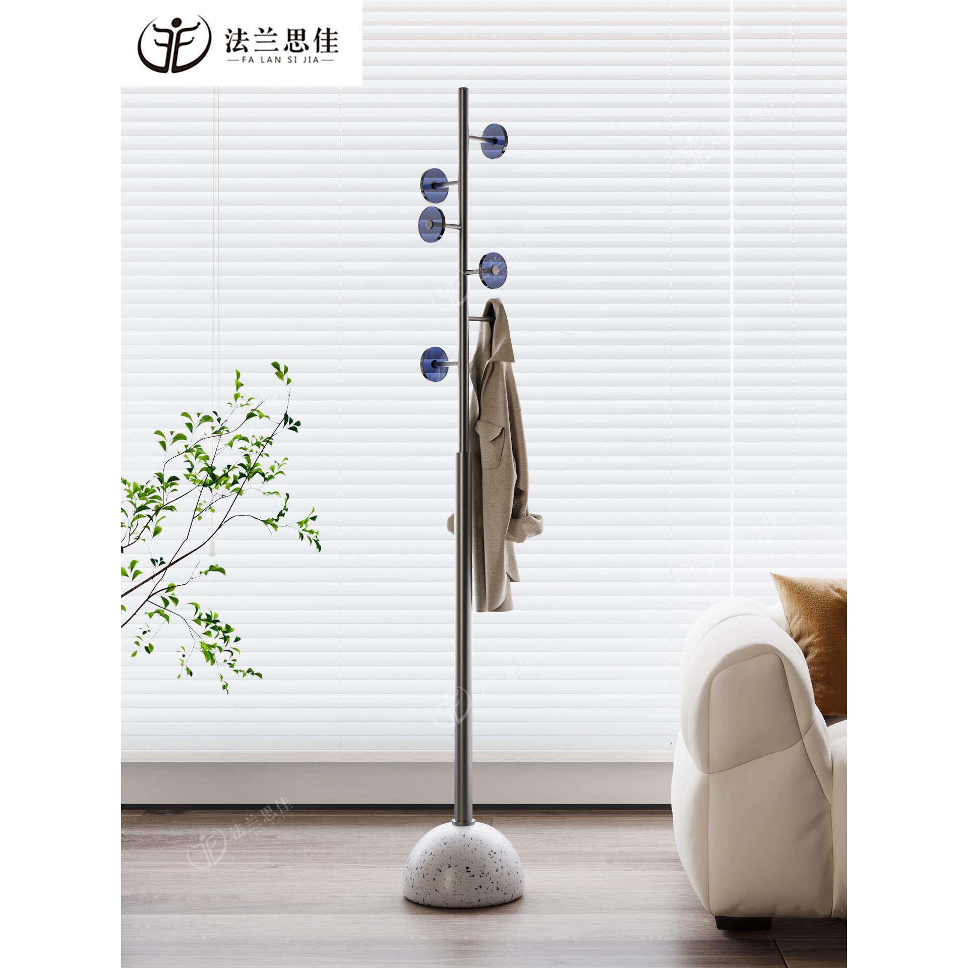 法兰思佳意式不锈钢衣帽架落地卧室家用客厅衣服架子小户型挂衣架