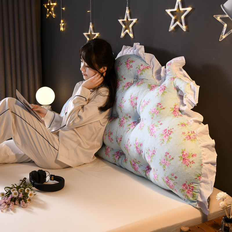 韩式全棉床头靠垫公主靠背印花靠枕双人大靠背可拆洗花边靠垫抱枕