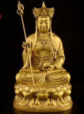 热销娑婆三圣佛像纯铜地藏王铜像观音菩H萨佛像摆件释迦摩尼佛居