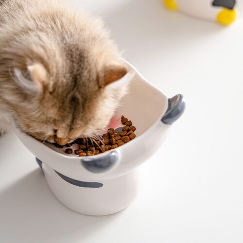 热销宠物陶瓷碗猫狗通用护颈碗创意卡通小动物R立体造型防打翻食