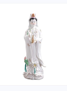 热销陶瓷南f海观音菩萨站观音观音菩萨佛像陶瓷摆件保平安