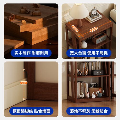 热销实木折叠书架家用一体靠墙客厅收纳J展示置物架简约可折叠阳