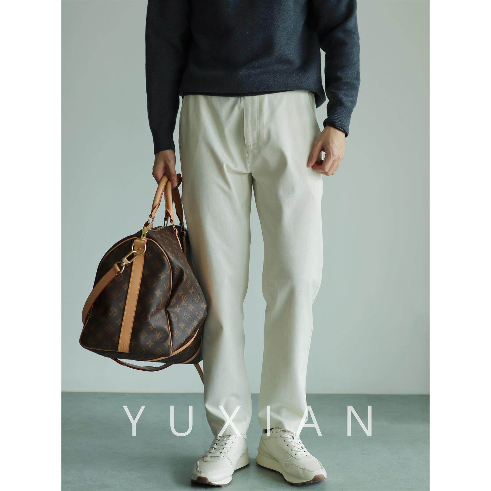 YUXIAN秋季垂顺易打理抗皱弹力休闲西裤商务男士直筒修身九分长裤